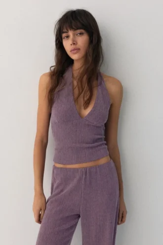 Top halter de crepé