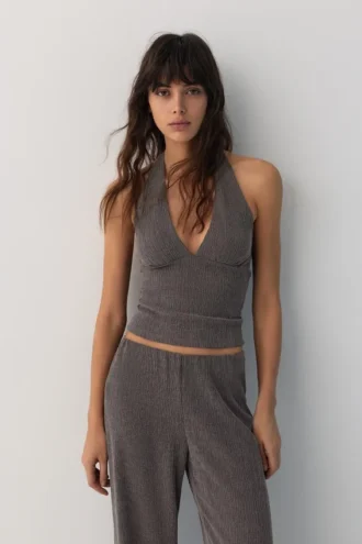 Top halter de crepé