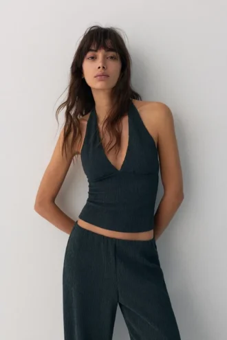 Top halter de crepé