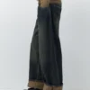 Vaqueros de pierna ancha con cintura en contraste Vaqueros de pierna ancha con cintura en contraste