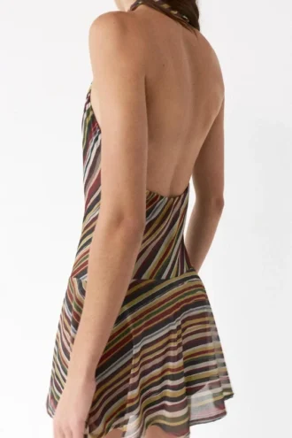 Vestido corto de rayas con cuello halter