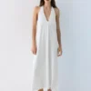 Vestido midi con cuello halter Vestido midi con cuello halter