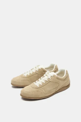 Zapatillas de ante de piel