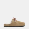 Zuecos de cuero con imitación de piel de oveja y cordones