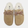 Zuecos de cuero con imitación de piel de oveja y cordones